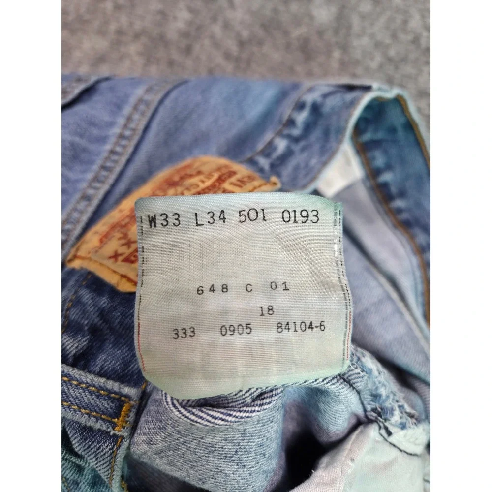 Levi's 501 Jeans Mens W33 L34 Blue Straight Leg Button Fly Denim